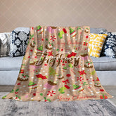 Aperturee - Aperturee Christmas Vibe Bow Tie Candyland Custom Name Blanket